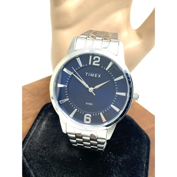 Timex Men's Watch TW2T59800 Quartz Blue Dial Silver Tone Stainless Steel 40mm - Picture 1 of 13